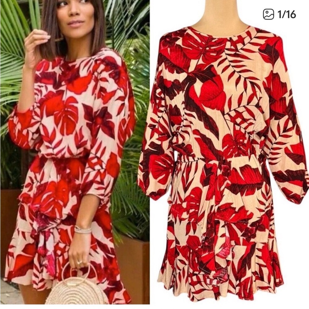 Johanna Ortiz X H&M Flounced Floral Mini Dress